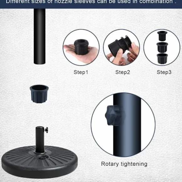 12 stk. Sort M8 Udskiftning af paraplyholder med knop i rustfrit stål - Kompatibel med terrasseborde, balkon og baghave
