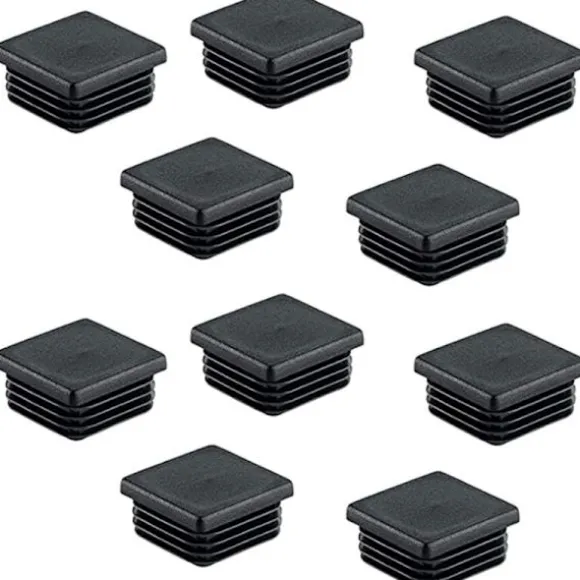25 stk. Sorte firkantede rørpropper i plast 40x40 mm - Rørendehætter til hegn, net, stolpe