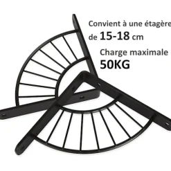 4 stk. sorte væghyldebeslag 150×150MM Heavy Duty beslag Metal hyldebeslag væghyldebeslag til væghylde - maks. belastning 50 kg