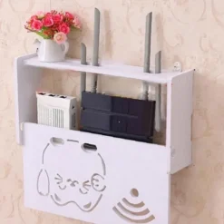 1 stk Wifi opbevaringsboks router hylde stue væg træ vedhæftning