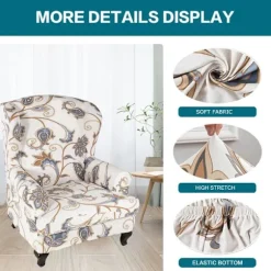 1 stk. Wingback Stolebetræk Slipcovers Stretch Wing Stolebetræk Spandex Sofa/Lænestol Skridsikker Møbelbeskytter til Stue