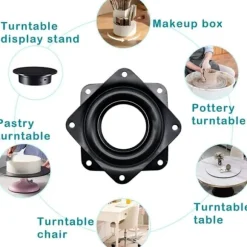4 Stykker Lazy Susan Drejeskive Metal Drejeplade 360 Graders Roterende Stativ, Kugleleje Drejeplader til Bordstol TV Sofastol..DEBUNS
