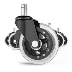 3 tommer sort transparent PU indsats stang circlip type polyurethan hjul kontorstol chefstol universalhjul (5 stk)