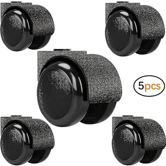 2 tommer sorte støjsvage hjul uden stang - Erstatningshjul til kontorstole - Møbelhjul - 5 stk.