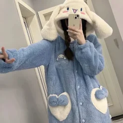 2024-2022 Vinter Kawaii Sanrio Pyjamas Animation Kuromi Cinnamoroll My Melody Vaskeklude Plys Blød og Behagelig Pyjamasbukser Sæt S 150-157CM 15