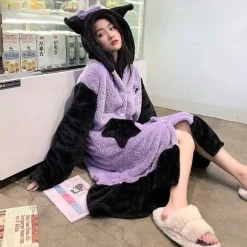 2024-2022 Vinter Kawaii Sanrio Pyjamas Animation Kuromi Cinnamoroll My Melody Vaskeklude Plys Blød og Behagelig Pyjamasbukser Sæt XL 168-173CM 24