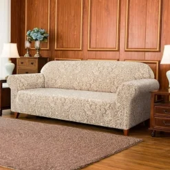 Abrikosfarvet sofaovertræk, 3-personers jacquard damask sofaovertræk