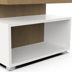 ACCESS rektangulært sofabord - 3 nicher - Hamilton eg og hvid indretning - L 91,8 x D 50 x H 36 cm - DEMEYERE Matt vit och ljust trä