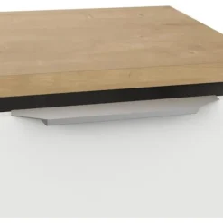ADGANG skænk - 3 låger + 2 skuffer - Hamilton eg og hvid indretning - L 121,5 x D 39,6 x H 85,6 cm - DEMEYERE Matt vit och ljust trä