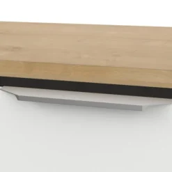 ADGANG skænk - 4 låger + 1 skuffe - Hamilton eg og hvid indretning - L 160,7 x D 39,6 x H 85,6 cm - DEMEYERE Matt vit och ljust trä