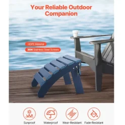 Adirondack Poufs - DUOKU - Sæt af 2 - Sammenfoldelig - Vejrbestandig - HDPE blå