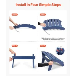 Adirondack Poufs - DUOKU - Sæt af 2 - Sammenfoldelig - Vejrbestandig - HDPE blå