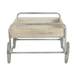 Afløbsbord - DKD HOME DECOR - Metal og fyrretræ - Grå - Firkantet - Skandinavisk stil naturlig/grå