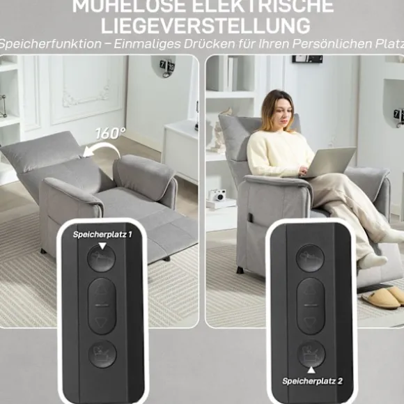Afslapningsstol elektrisk tv-stol med hukommelsesfunktion, mere støjsvag, lænefunktion, justerbar lænestol med kæledyrsvenlig imiteret fløjl, fjernbet | Fyndiq