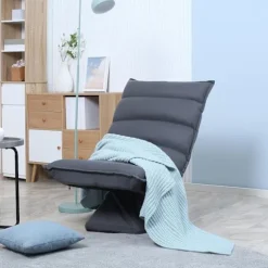 Afslapningsstol Gulvsofa Gulvstol Med 360° Roterende Base, 5-Trins Justerbart Ryglæn, Stål, Mørkegrå