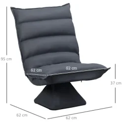 Afslapningsstol Gulvsofa Gulvstol Med 360° Roterende Base, 5-Trins Justerbart Ryglæn, Stål, Mørkegrå