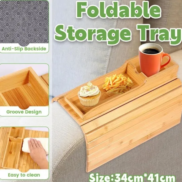 Aftagelig sofa armlæn bakke opbevaringsorganisator til sofa sidebord kopholder