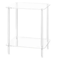 Akryl Sofabord Firkantet Sidebord Accentbord Sofa Natbord Klart Dobbelt Lag Snack Te S
