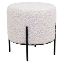 Alford Pouf, taburet, imitation fåreskind, hvid. Vit