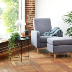 Alsidig lænestol, sort komfortabelt elastisk svampesæde, ergonomisk design til indendørs og udendørs brug, understøtter drikkevarer, snacks, telefon, nem installation | Fyndiq