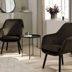 Alsidig lænestol, sort komfortabelt elastisk svampesæde, ergonomisk design til indendørs og udendørs brug, understøtter drikkevarer, snacks, telefon, nem installation | Fyndiq