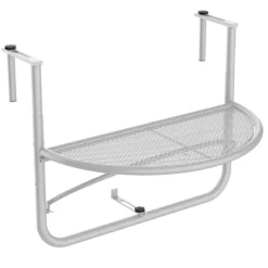 Altan Hængebord Hængebord Havebord Højdejusterbart Halvcirkelformet Ø30 Cm Terrasse Metal Hvid L60 X B45 X H50 Cm