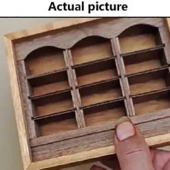 Angstdæmpende bogreol med 200 bøger Miniaturebibliotek Træbogreol Fidget Legetøj Ryst Din Angst Væk Kreativ A[HK] Wood color