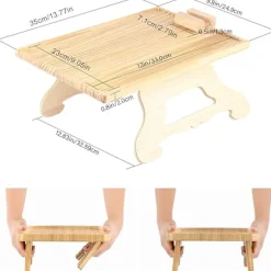 Armlænsbakke i træ med 360° roterende telefonholder, foldbar sofa, armlænsbakke, klemme, sofabord, til brede sofaer (firkant)