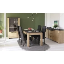 AUSTIN enkelt spisebord - 6 personer - Hamilton og Sidewalk eg indretning - L179 x D 90 x H 77 cm - DEMEYERE svart och ljust trä