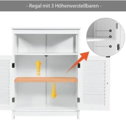 Badeværelsesskab Badeværelsesopbevaringsskab i træ til badeværelse 60 x 30,5 x 80 cm Hvid