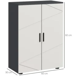 Badeværelsesskab sideskab med dobbeltdør badeværelsesskab med justerbare hylder, opbevaringsskab til stue 60 x 30 x 82 cm grå |