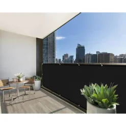 Balkon gennemsigtighedsbeskyttelse vind- og UV-beskyttelse, 90 x 300 cm, sort