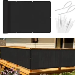 Balkon indsyningsbeskyttelse vind- og UV-beskyttelse, 90 x 300 cm, sort