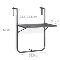 Balkonbord foldbart sort