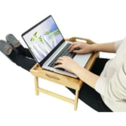 Bambus sengsbord med foldbare ben til bærbare computere Serveringsbakke Morgenmadsbakke Tegnebord