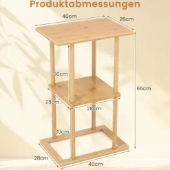 Bambus sidebordsæt med hylder, 40x28x65 cm