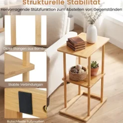 Bambus sidebordsæt med hylder, 40x28x65 cm