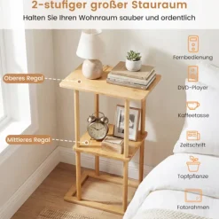 Bambus sidebordsæt med hylder, 40x28x65 cm