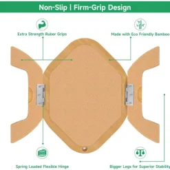Bambus Sofa Arm Tray Bord med Roterende Mobilholder, Stabil Sofa Armlæn, Klips-På Sofa Tray Bord til Brede Sofaer