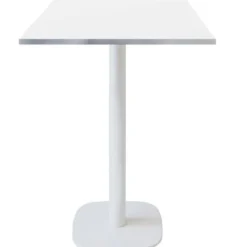 Barbord 60 x 60 cm - Rund model, hvid bund, hvide rustfri stålkanter Vit