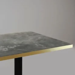 Barbord 60 x 60 cm - Rund model, metallisk sten med messingkanter Grå