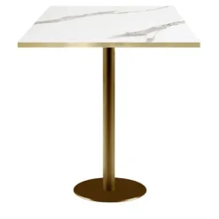 Barbord 70 x 70 cm bistro stil Rom model mørk guld fod Vit