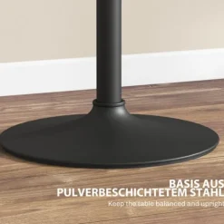 Barbord, barbord, rundt spisebord til 2 personer, køkkenbord med marmorlook til stue, spisestue, små værelser, sort, Ø60 x 68-93,5cm