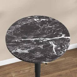 Barbord, barbord, rundt spisebord til 2 personer, køkkenbord med marmorlook til stue, spisestue, små værelser, sort, Ø60 x 68-93,5cm
