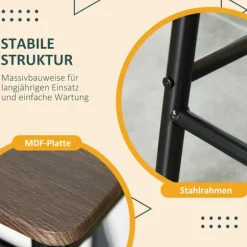 Barbordssæt 3-delt spisebord med 2 barstole spisegruppe køkkenbord og stole barbord og barstol med opbevaringshylde metal 80 x 50 x 90 cm sort