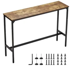 Bar-Duoku-1397x381x991mm-Høj Bord med Solid Metalstruktur-Smal og Lang Skrivebord til Cocktails