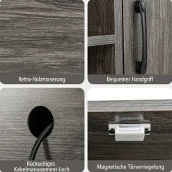 Barskab med vinreoler og hylder Trækonsolbord med metalstel til spisestue 100 x 35 x 83 cm Grå