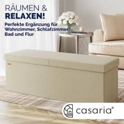 Beige bænk 115x38x38cm med hængslet låg