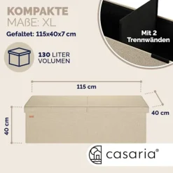 Beige bænk 115x38x38cm med hængslet låg