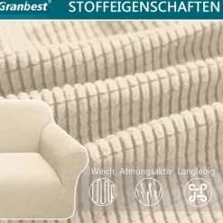 Beige 3-personers moderne sofabetræk, i Jacquard, elastisk, til